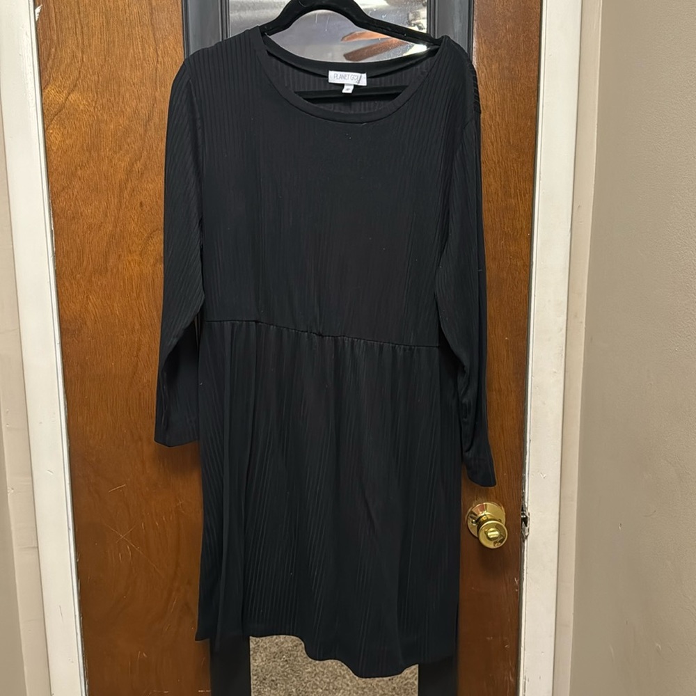 Black midi dress.